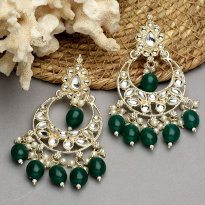 Gold-Plated Teardrop Shaped Chandbalis Earring "